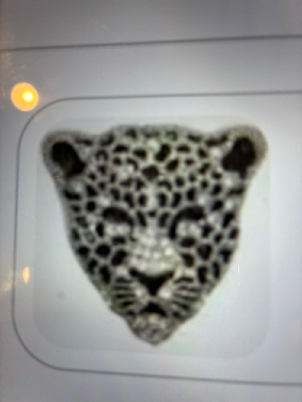Leopard Head Brooch Pin - Black and White Animal Motif